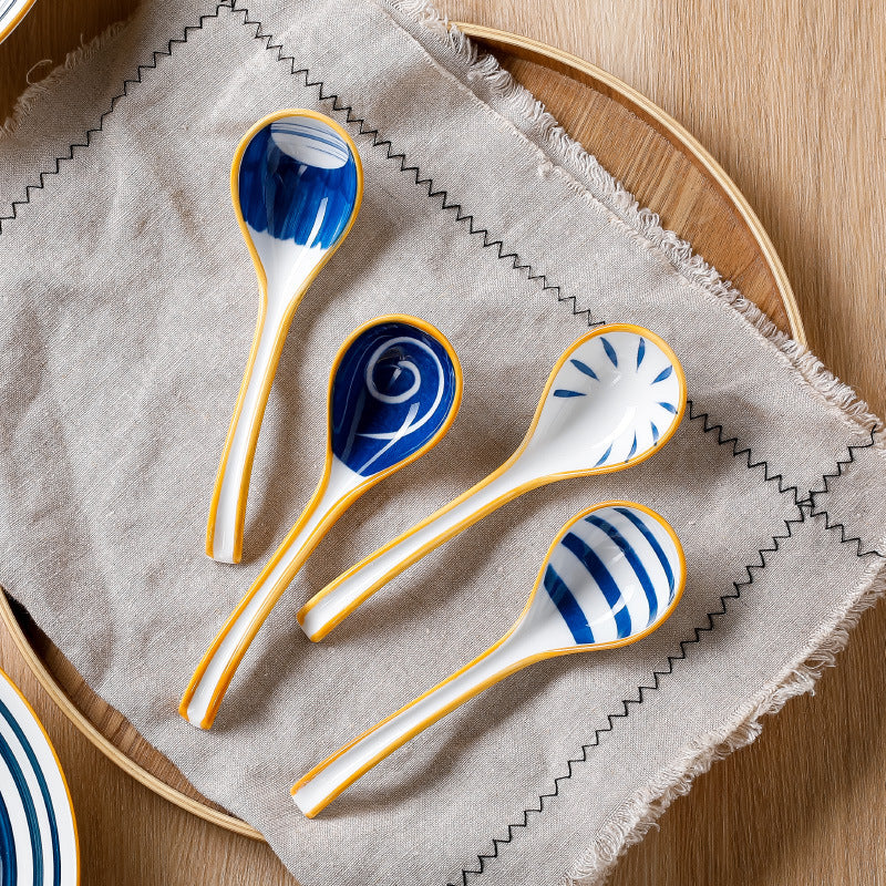 6.3" Blue Ceramic Spoons Set