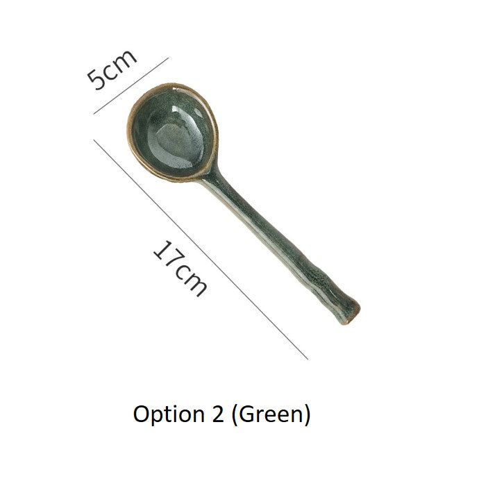 6.7" Long Handle Stoneware Spoon Set