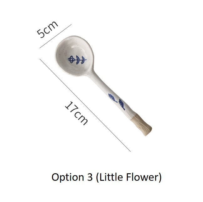 6.7" Long Handle Stoneware Spoon Set