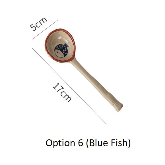 6.7" Long Handle Stoneware Spoon Set