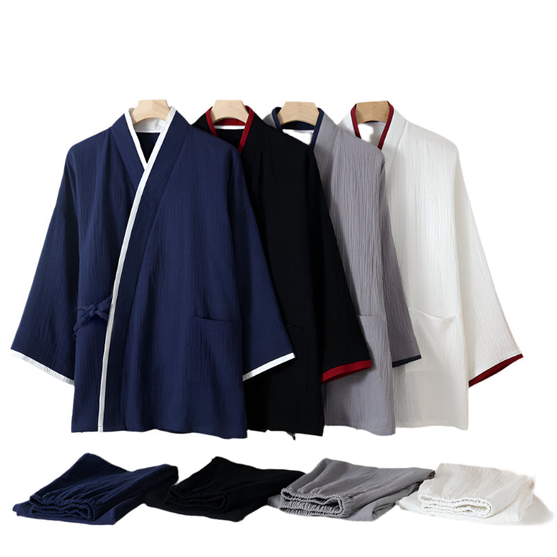 Cotton Crepe Kimono Pajama Set