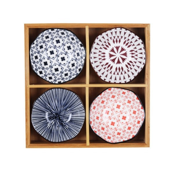 Japanese Appetizer Plates 4 Piece Serving Tray Set | Ceramic