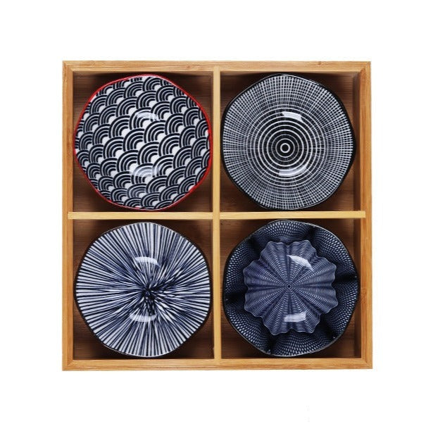Japanese Appetizer Plates 4 Piece Serving Tray Set D