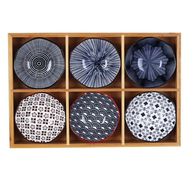 Japanese Appetizer Plates 6 Piece Serving Tray Set Ceramic Dinnerware
