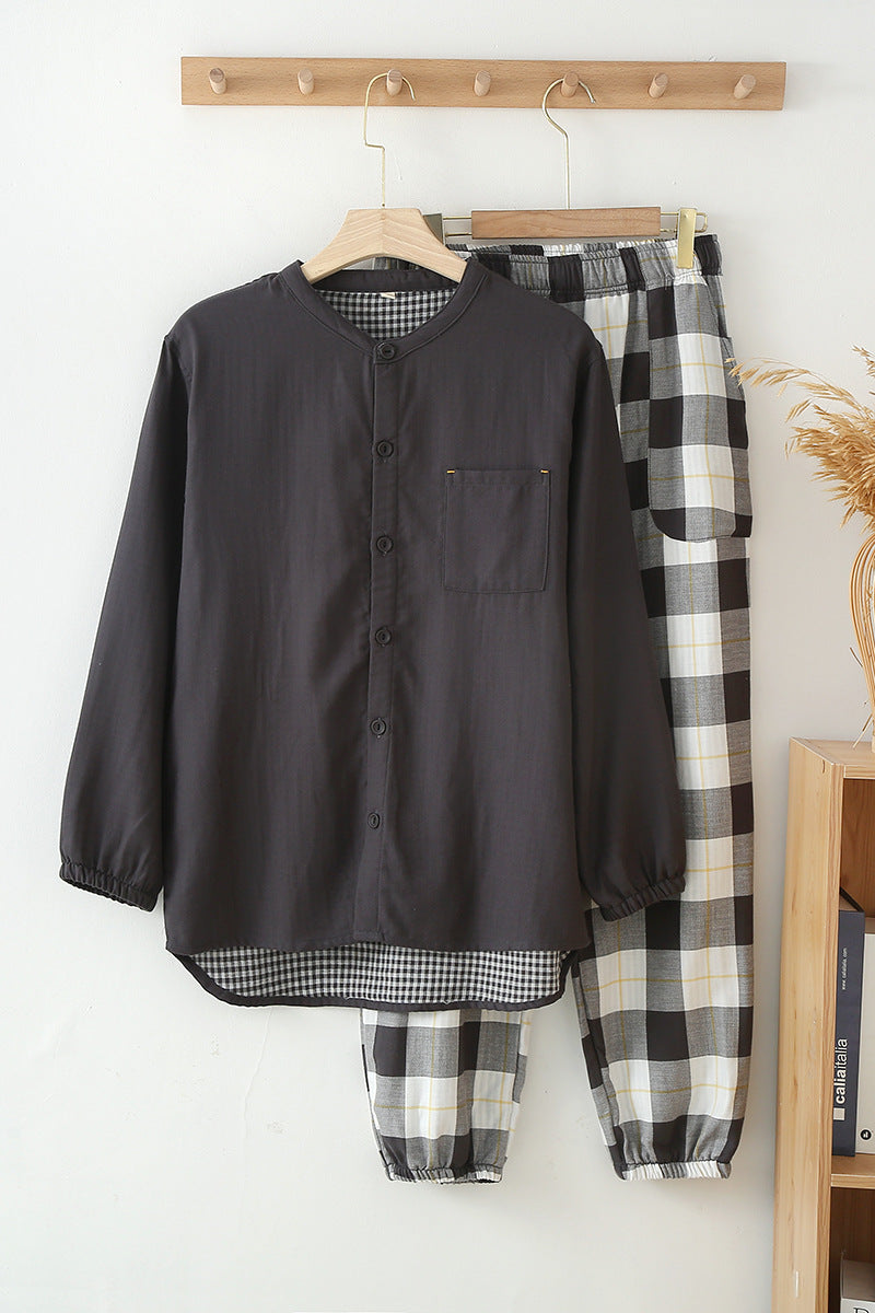 Charcoal Gray Double Gauze Pajamas Set