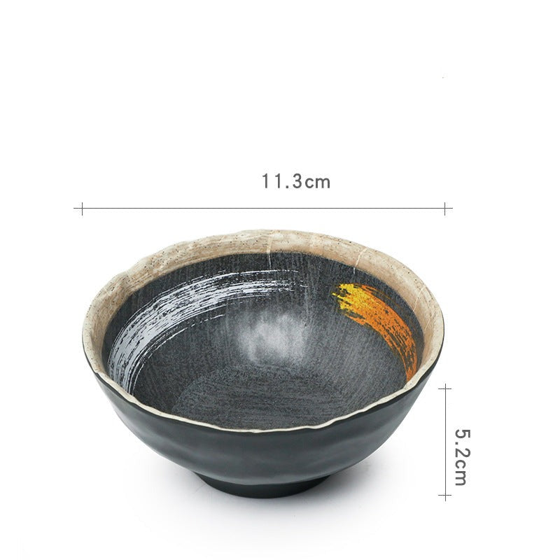 Gold Paint Brush Stroke Rice Bowls 220ml