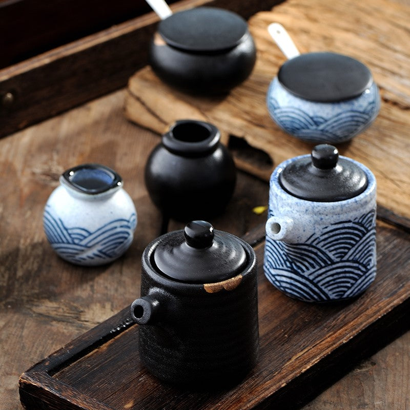 Gold Paint Brush Stroke Spice Jar Set