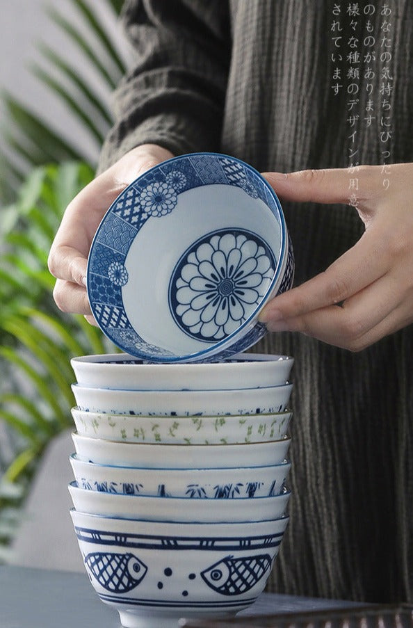 Traditional Japanese Rice Bowl 6-Piece Set