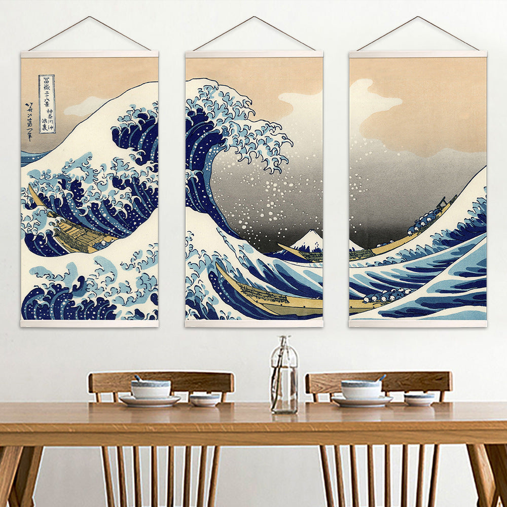 Great Wave Kanagawa Wall Hanging Poster 3 Piece Set