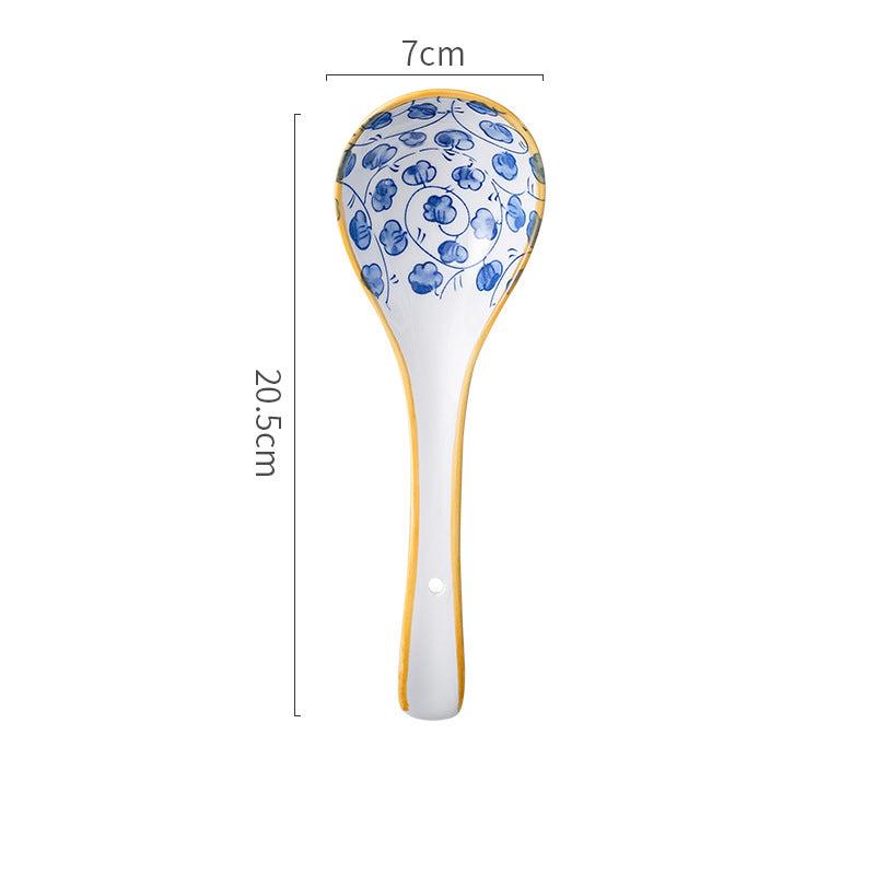8" Long Handle Blue Ceramic Ladle