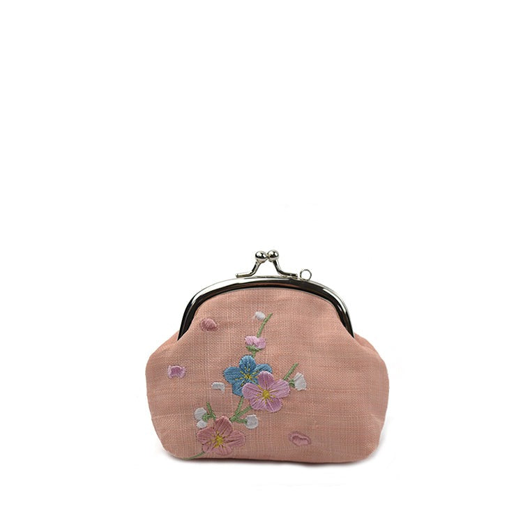 Plum Flower Linen Coin Purse