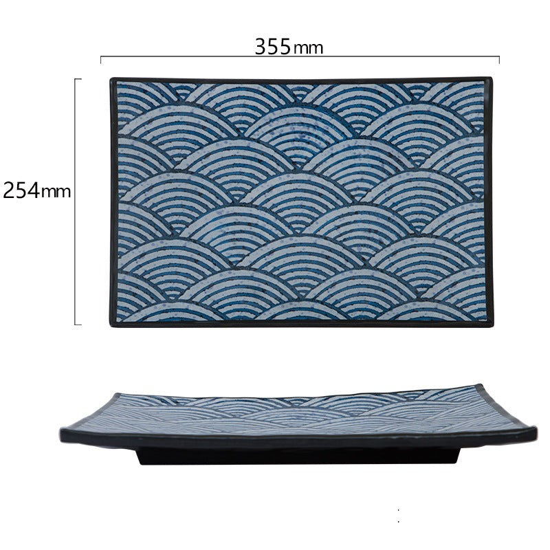 Seigaiha Ceramic Rectangular Plate