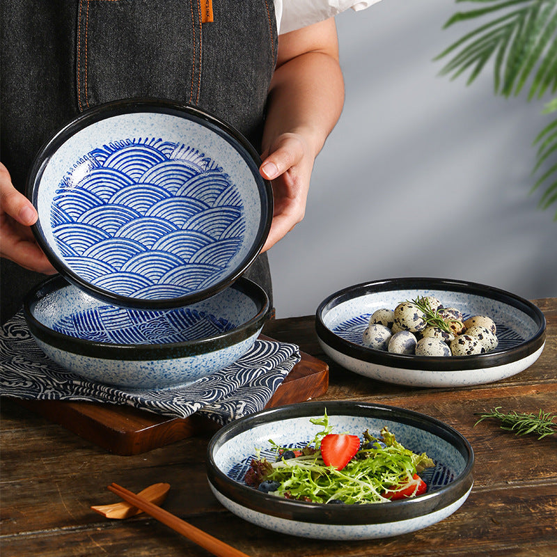 Seigaiha Ceramic Salad Mixing Bowl 8"