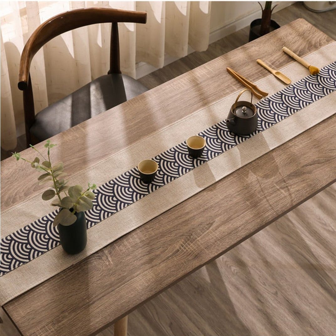Zen Seigaiha Linen Table Runner – Seigaihaya