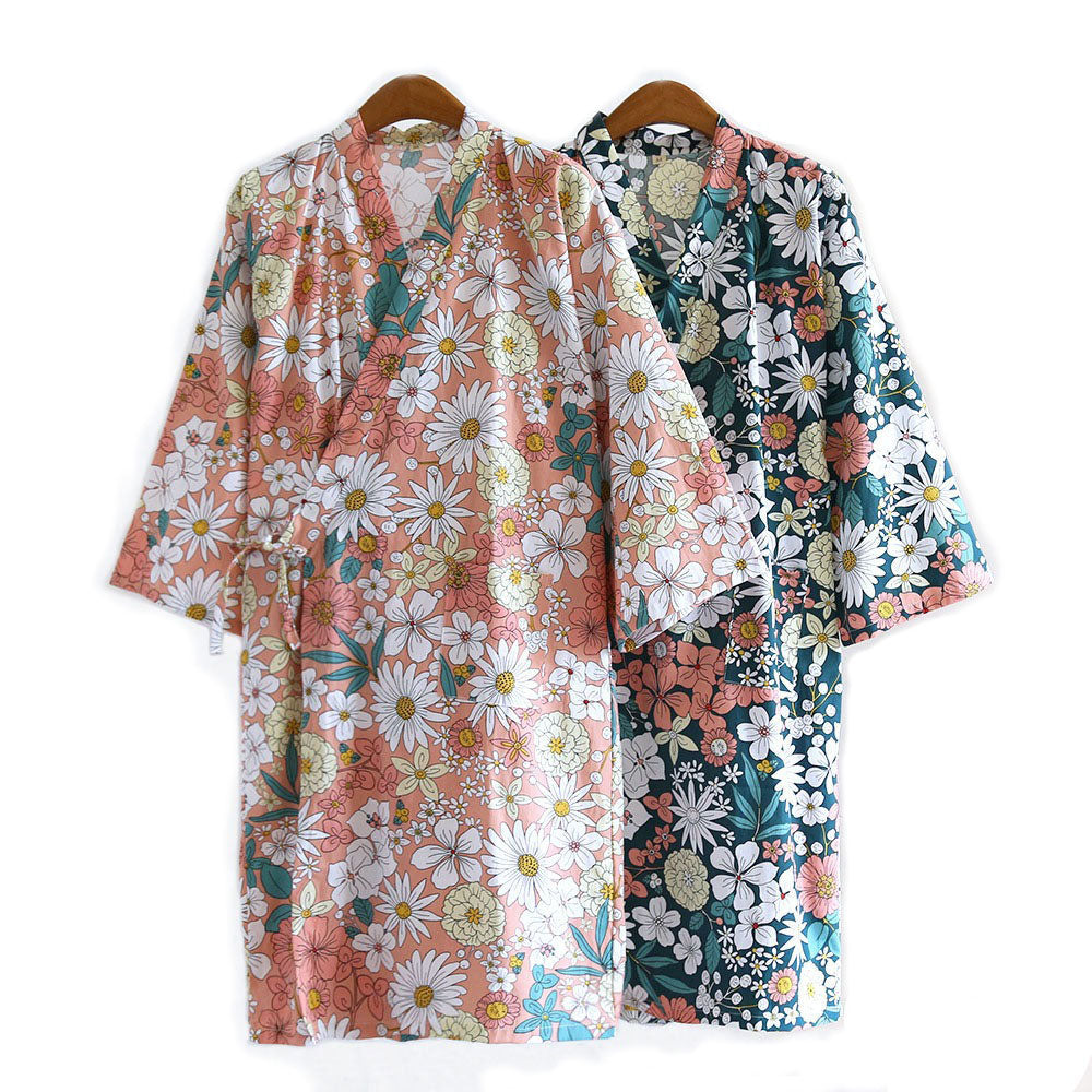 Japanese Floral Yukata Bathrobe Nightgown Kimono & Yukata