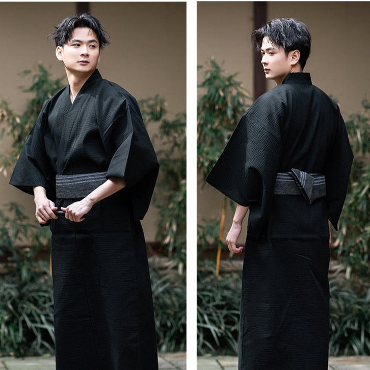 Men Kimono Bathrobe Black