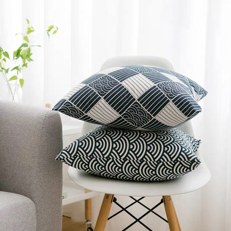 Seigaiha Japanese Wave Throw Pillow Cushion Cover