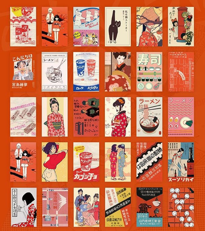 Japanese Showa Era Vintage Postcards Set
