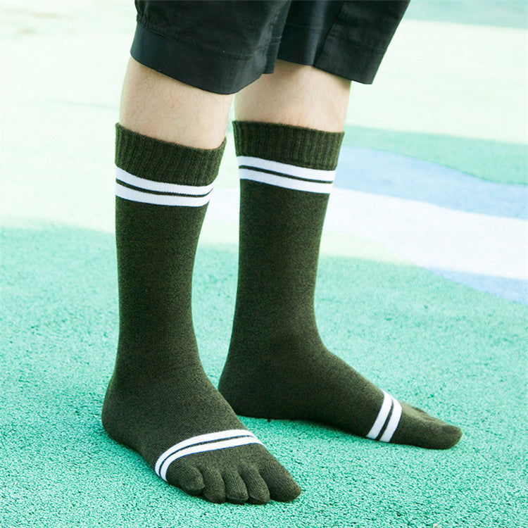 Men Striped Knee-high Toe Socks