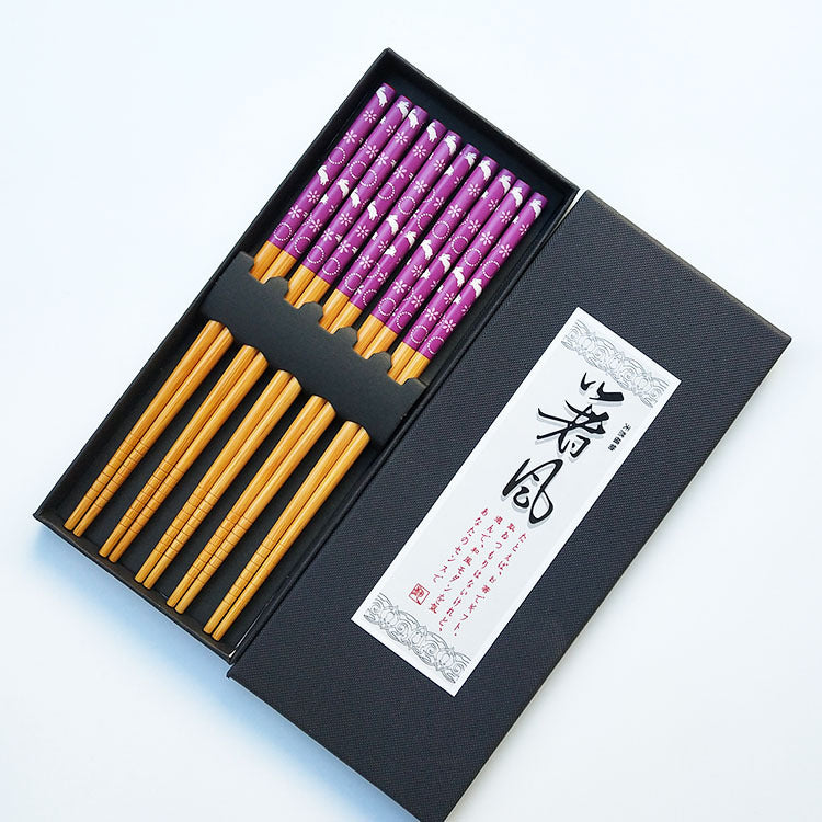 Purple Rabbit Bamboo Chopsticks Set