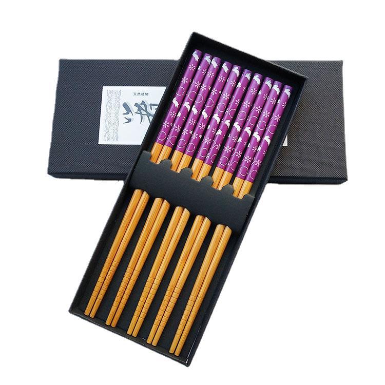 Purple Rabbit Bamboo Chopsticks Set