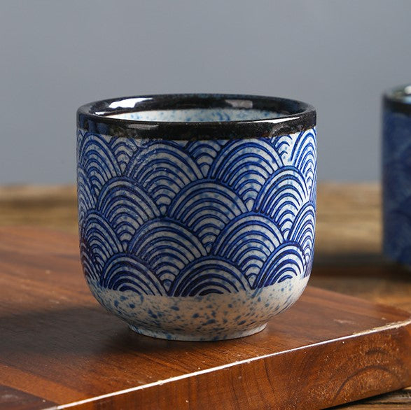 Seigaiha Ceramic Japanese Tea Cup