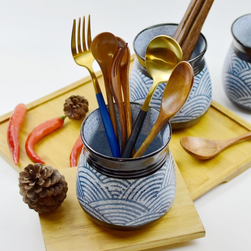 Seigaiha Chopsticks Utensils Storage Bottle