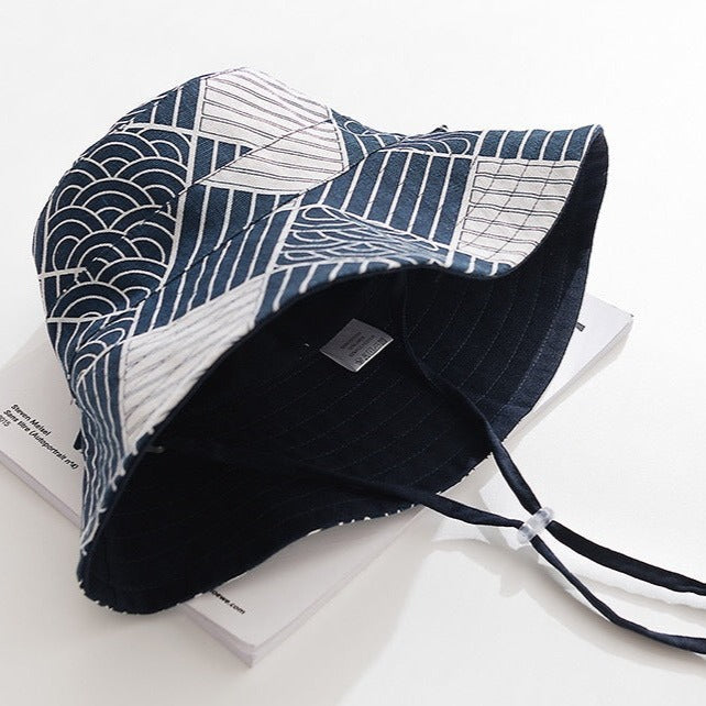 Reversible Striped Seigaiha Bucket Hat
