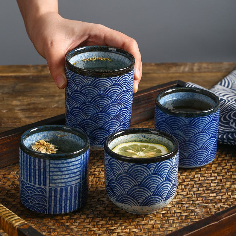 Seigaiha Ceramic Japanese Tea Cup