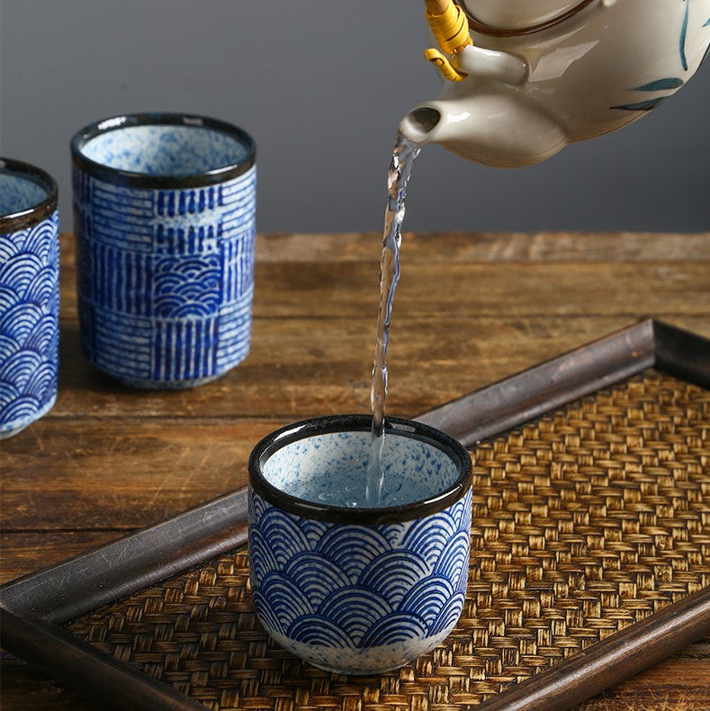 Seigaiha Ceramic Japanese Tea Cup