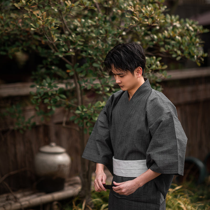 Men Yukata and Obi Belt Set