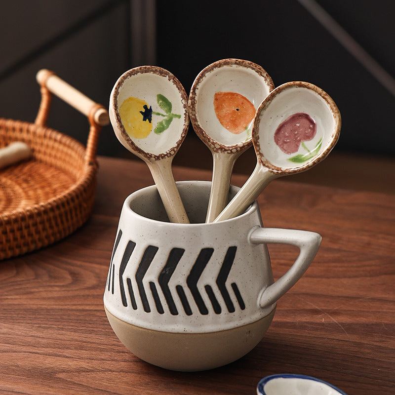 6.7" Long Handle Stoneware Spoon Set