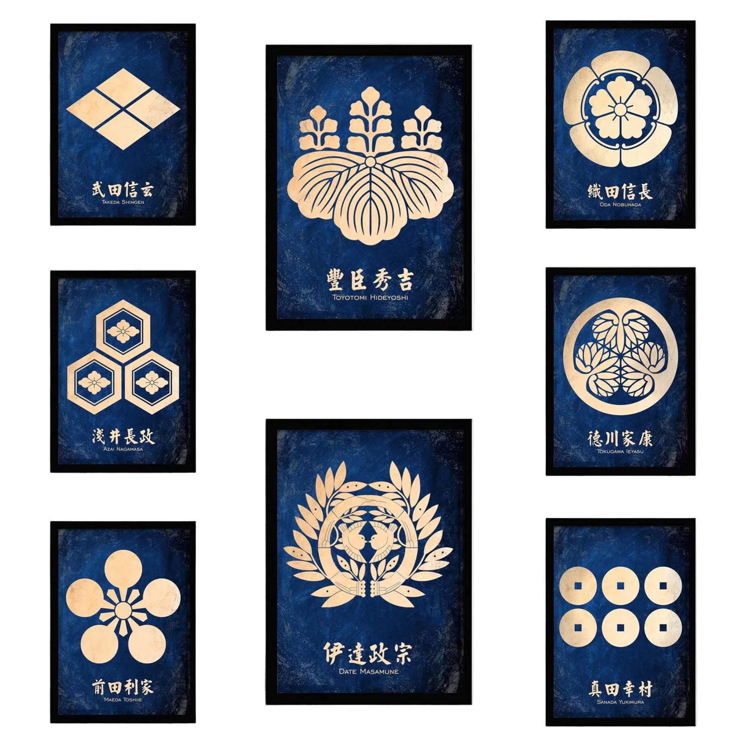 Set of framed designs on a white background