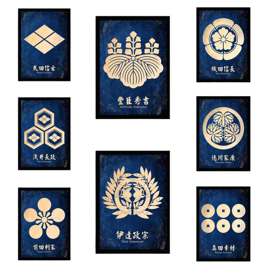 Set of framed designs on a white background