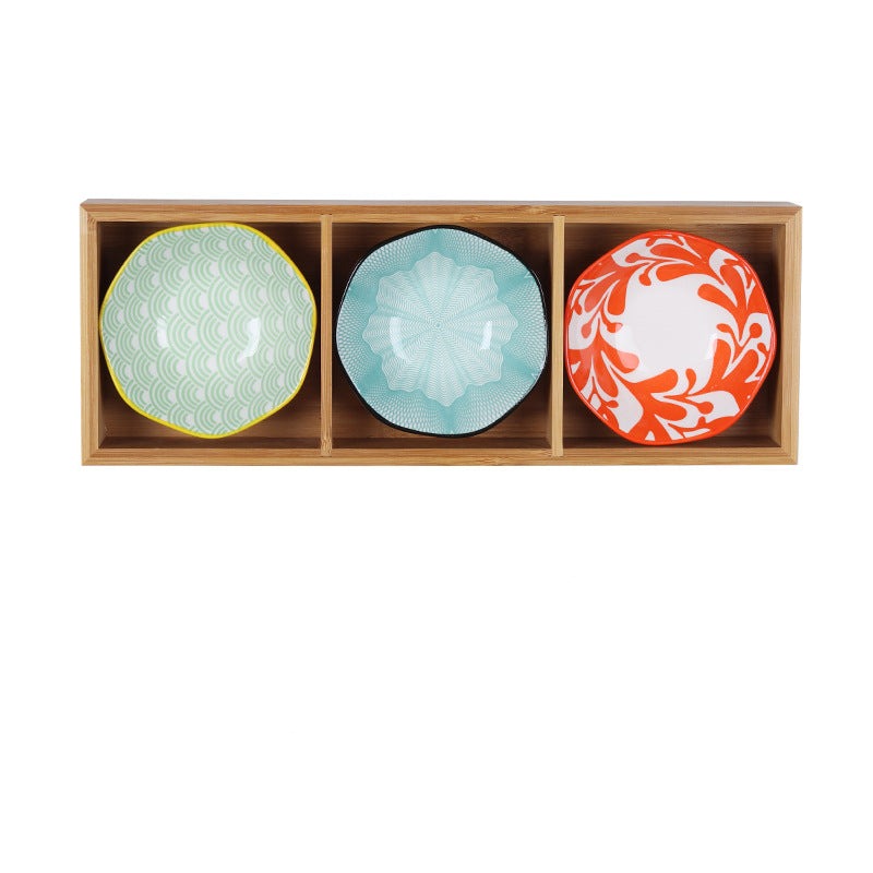 Japanese Appetizer Plates 3 Piece Serving Tray Set Ceramic Dinnerware