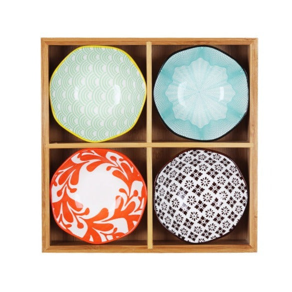 Japanese Appetizer Plates 4 Piece Serving Tray Set | Ceramic