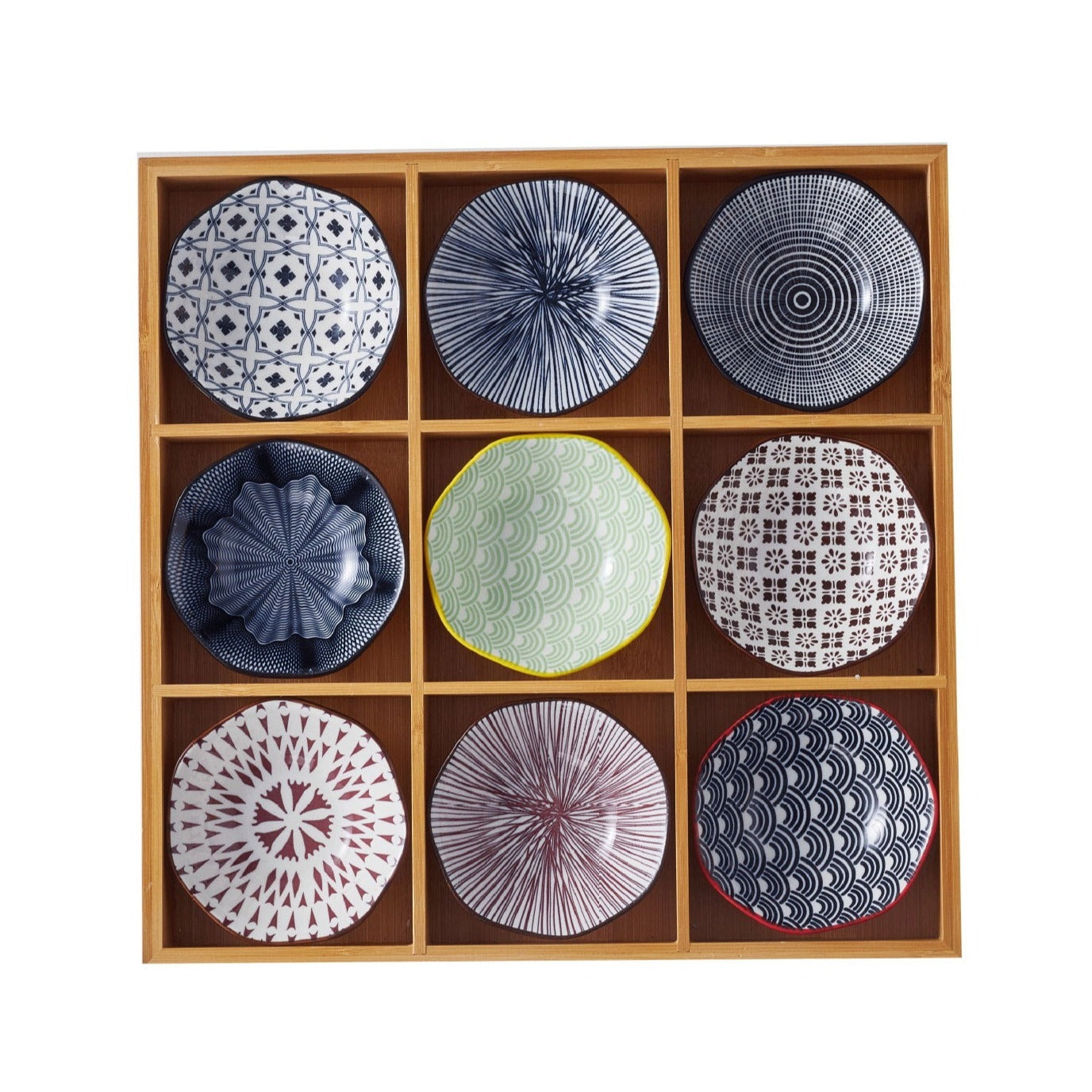 Japanese Appetizer Plates 9 Piece Serving Tray Set | Ceramic