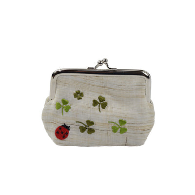 Embroidery Beetle Linen Coin Purse