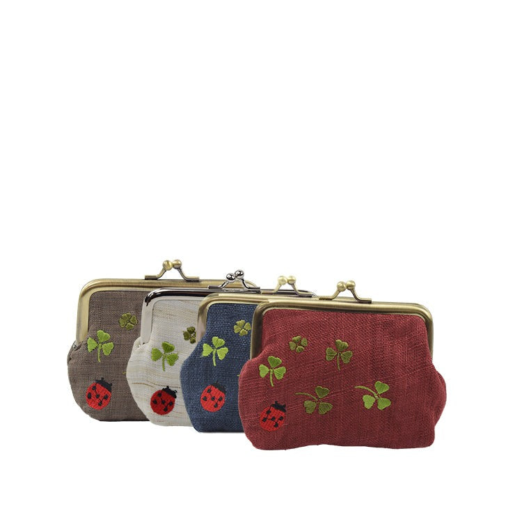 Embroidery Beetle Linen Coin Purse | Japanese Gift | Seigaihaya