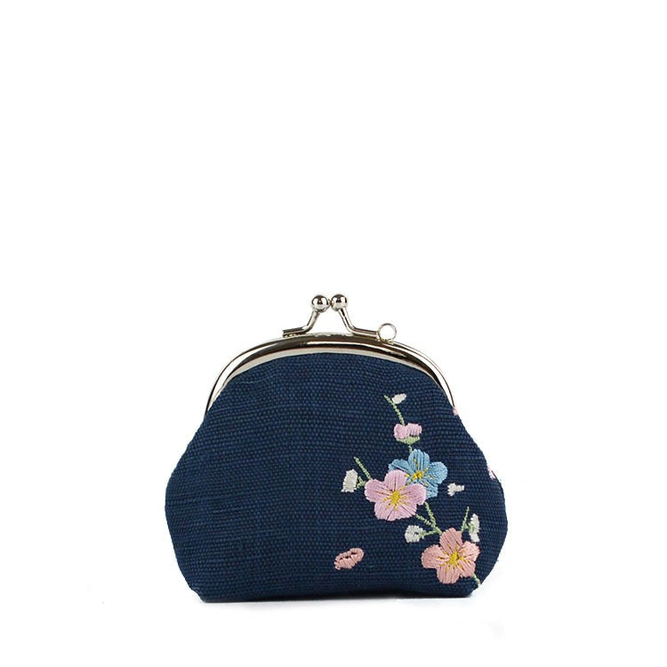 Plum Flower Linen Coin Purse