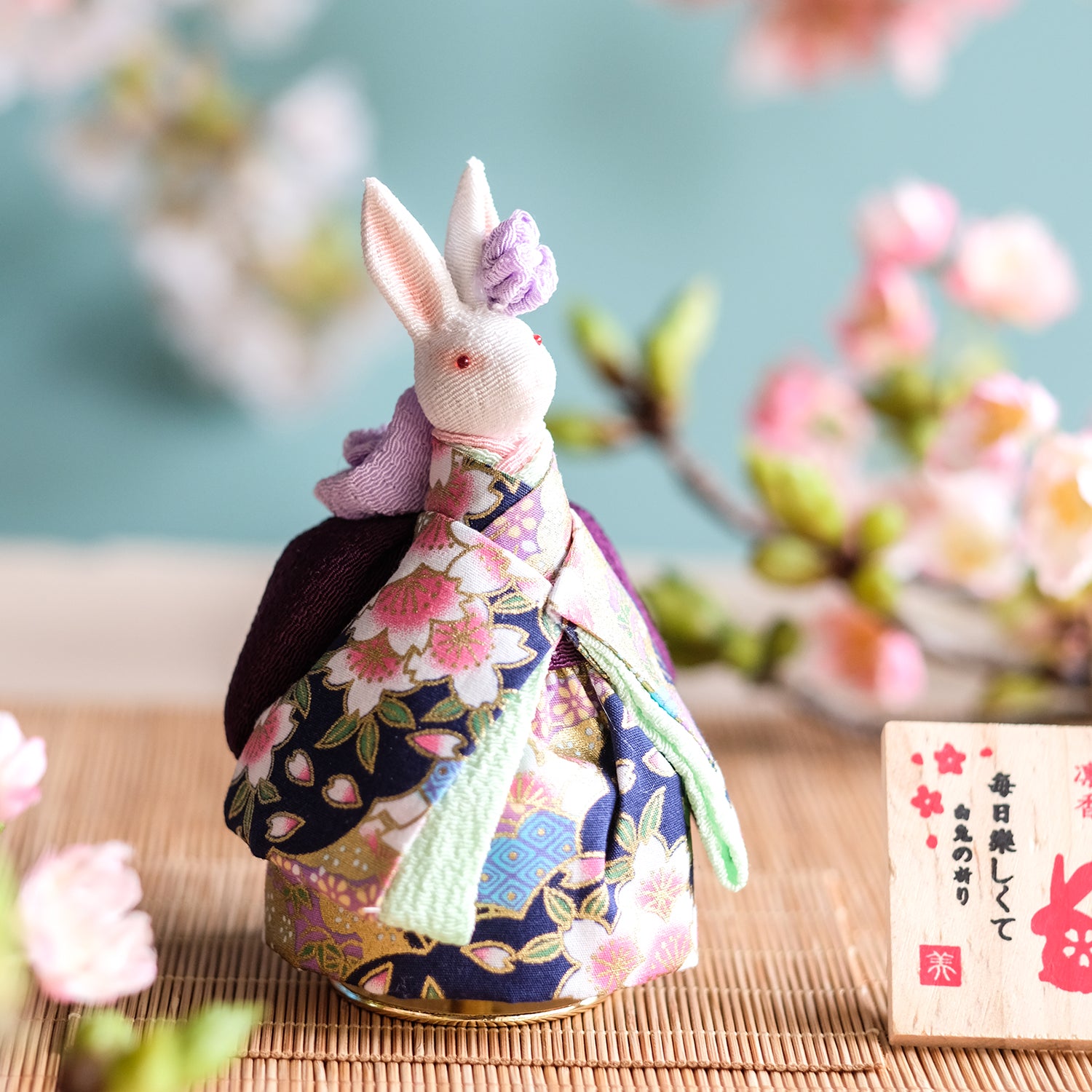 Handmade Kimono Rabbit Music Doll | Japanese Gift | Seigaihaya