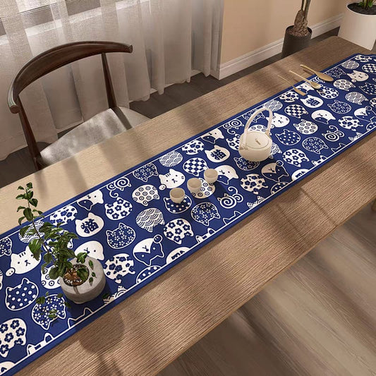 Lucky Cat PVC Leather Table Runner