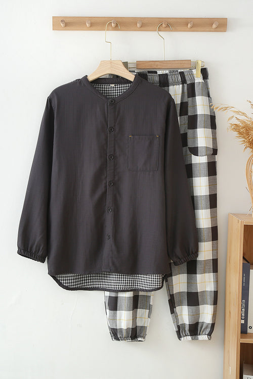 Charcoal Gray Double Gauze Pajamas Set