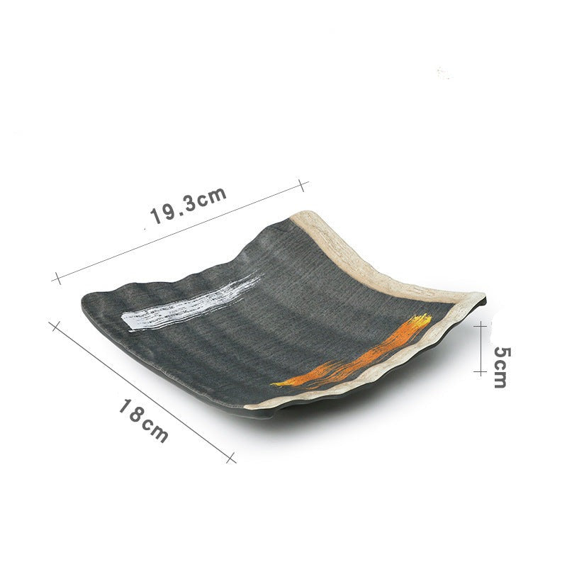 Gold Paint Brush Stroke Square Plates 7.6"