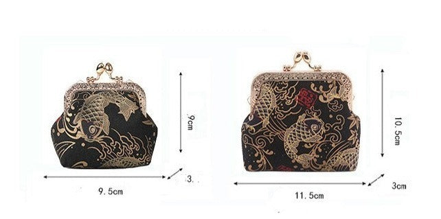 Embroidery Koi Linen Coin Purse | Japanese Gift | Seigaihaya