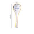 8" Long Handle Blue Ceramic Ladle