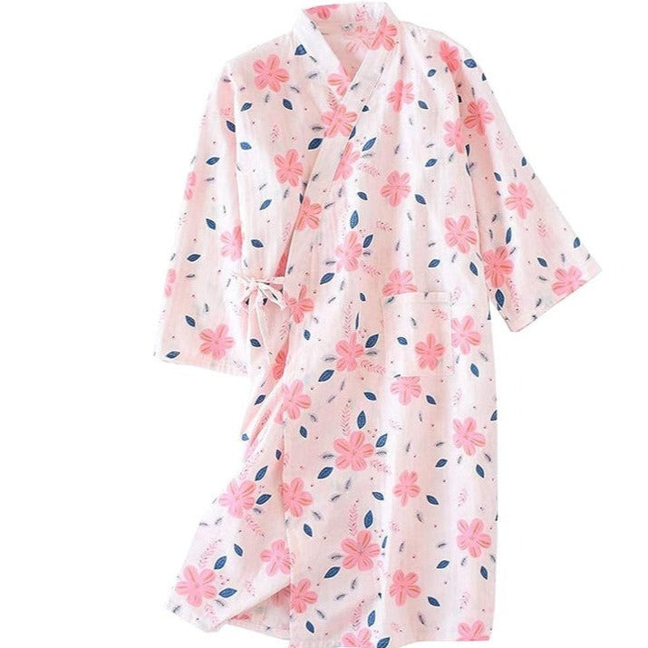 Pink Sakura Blossom Yukata Bathrobe
