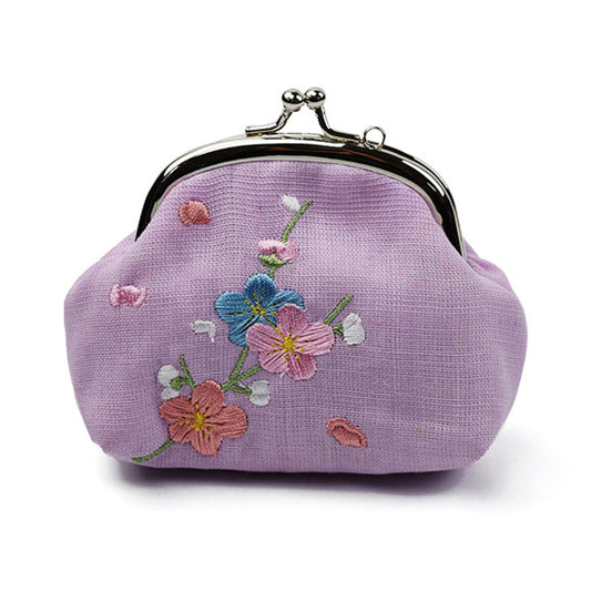 Plum Flower Linen Coin Purse