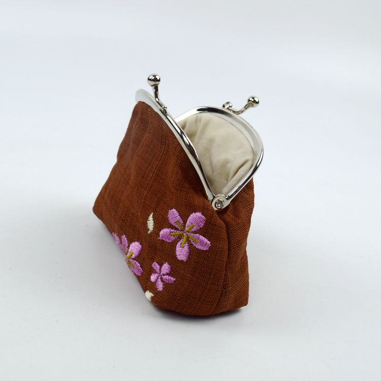 Cherry Blossom Linen Coin Purse