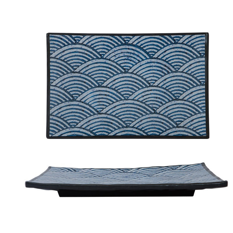 Japanese Seigaiha Rectangular Sushi Plate | Traditional Tableware Shop ...
